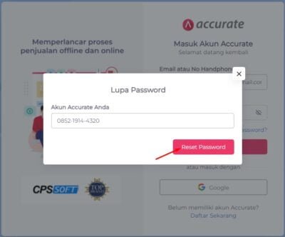 Reset Password Accurate Online 2