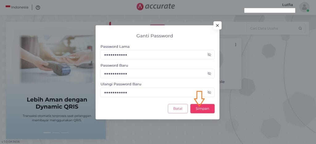 Ganti Password Pengguna Accurate Online