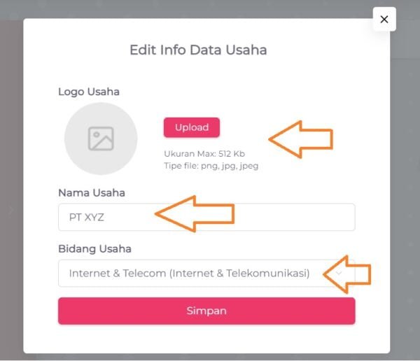 Ubah Informasi Data Usaha