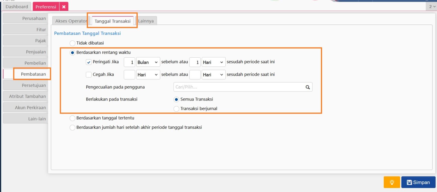 Cara Atur Pembatasan Tanggal Transaksi di Menu Accurate Online