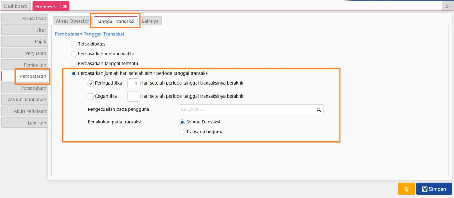 Cara Atur Pembatasan Tanggal Transaksi di Menu Accurate Online
