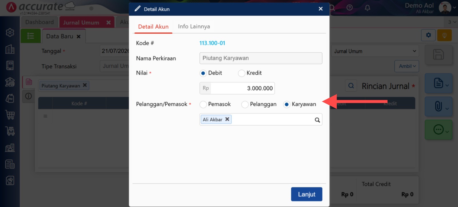 Mencatat Piutang Karyawan Pada Jurnal Umum