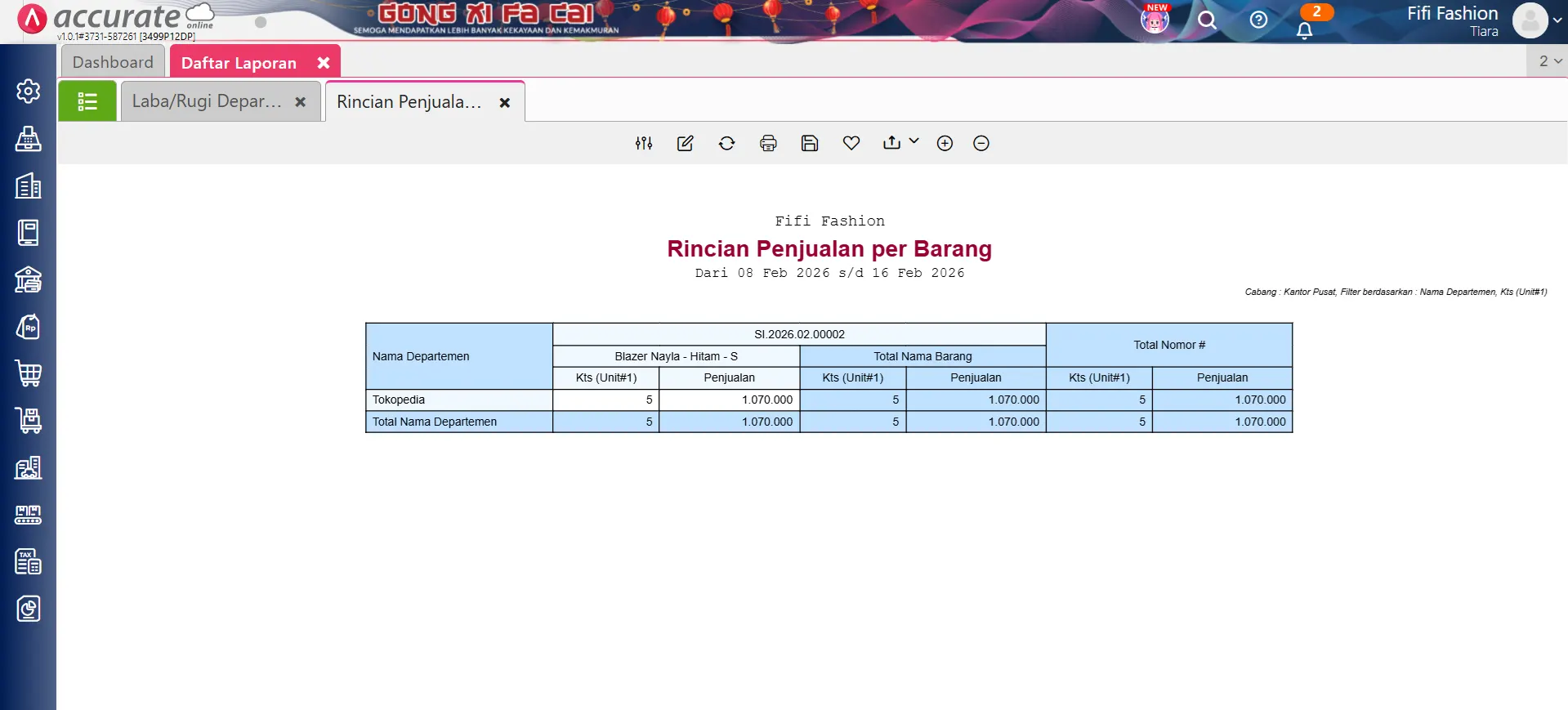 Laporan Penjualan Per Barang