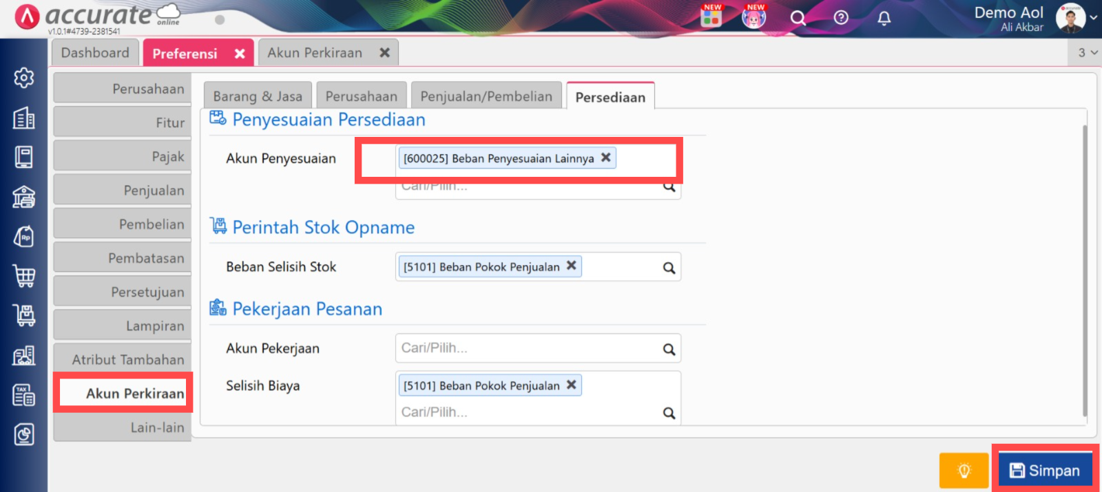 Penggunaan Persediaan Proyek / Accurate Online