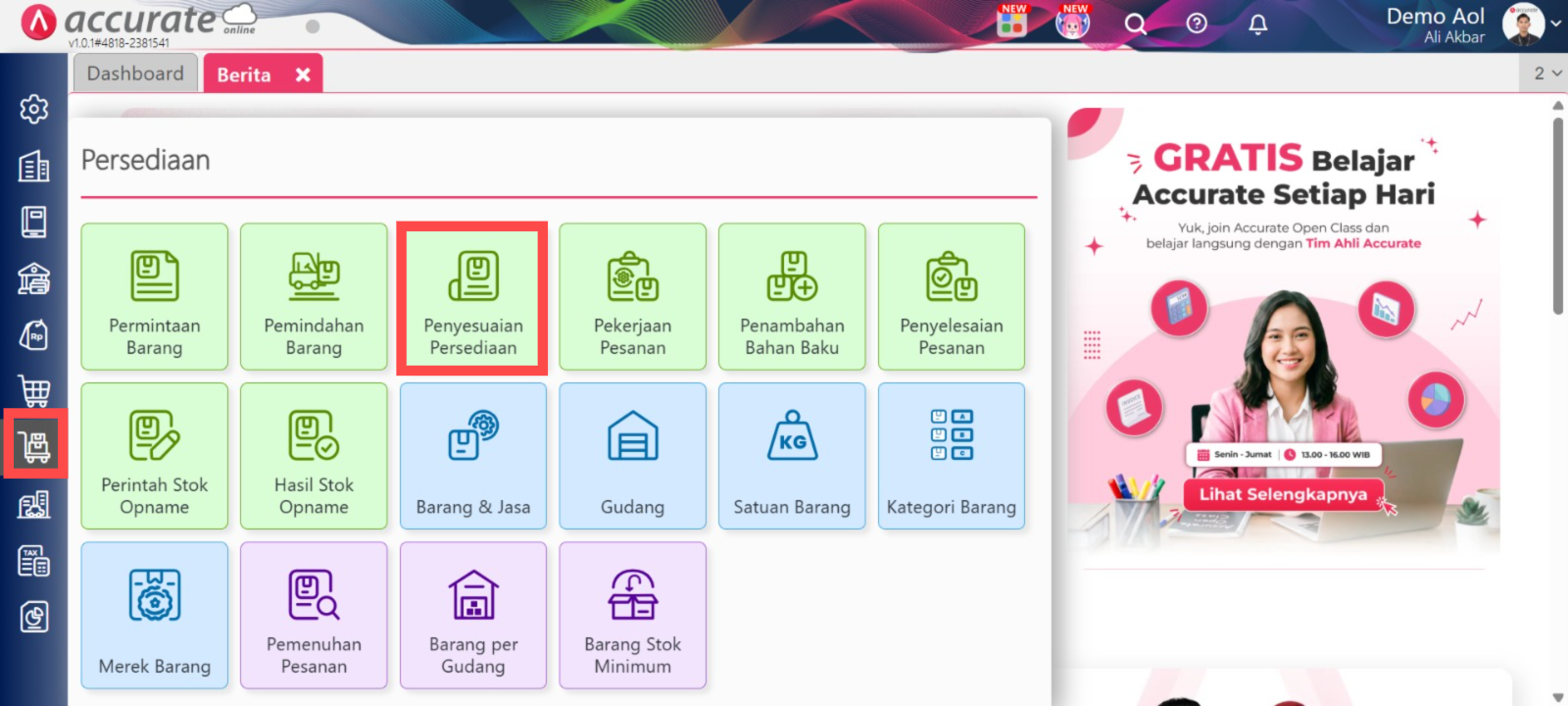 Penggunaan Persediaan Proyek / Accurate Online