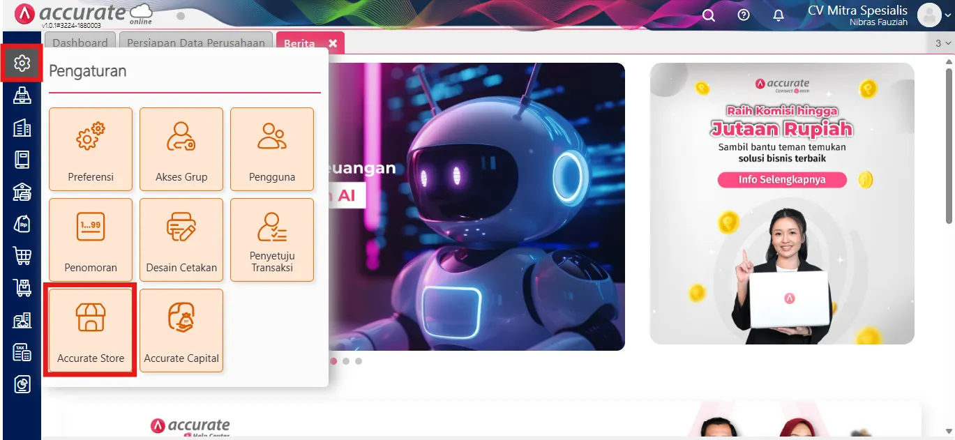 Mengaktifkan Fitur Cabang Accurate Online melalui Accurate Store