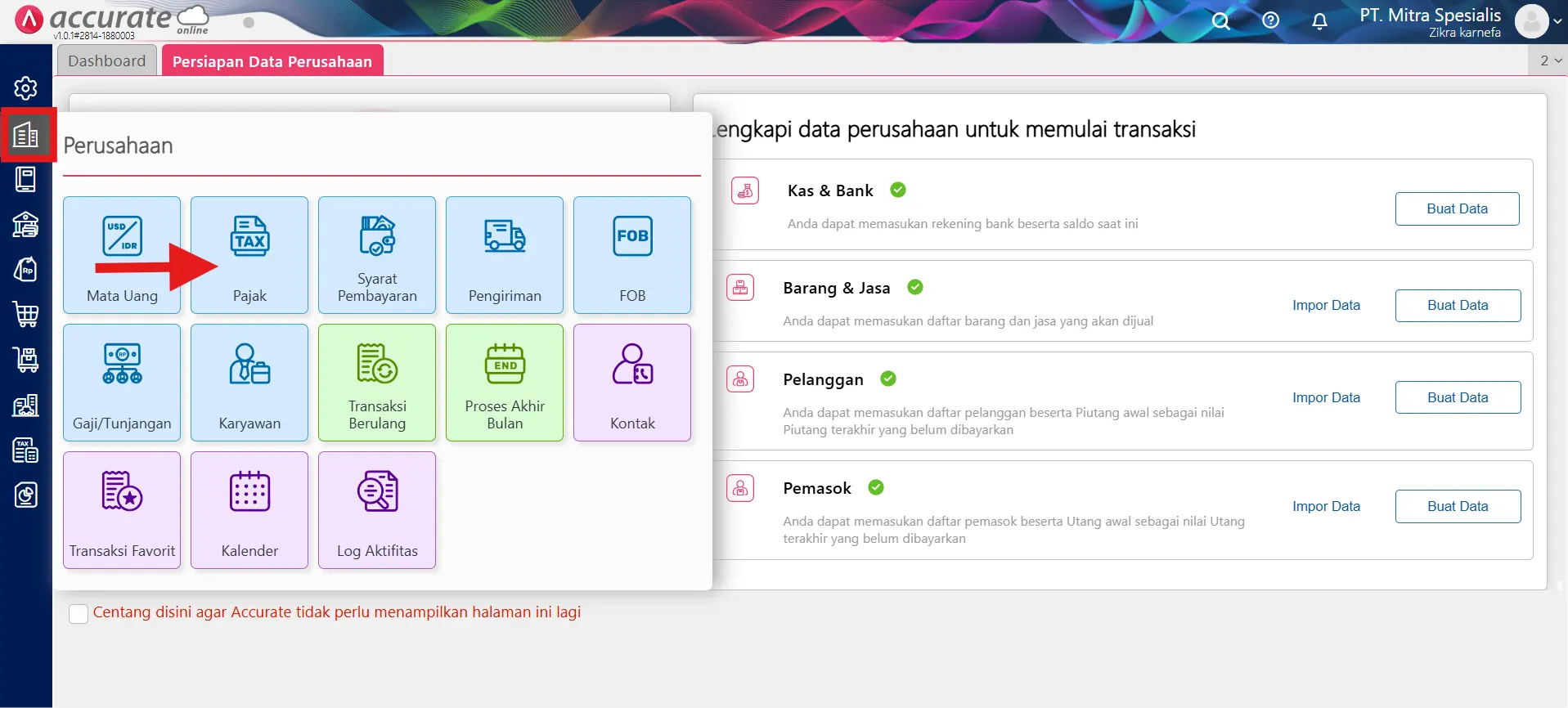 Buka Menu Perusahaan