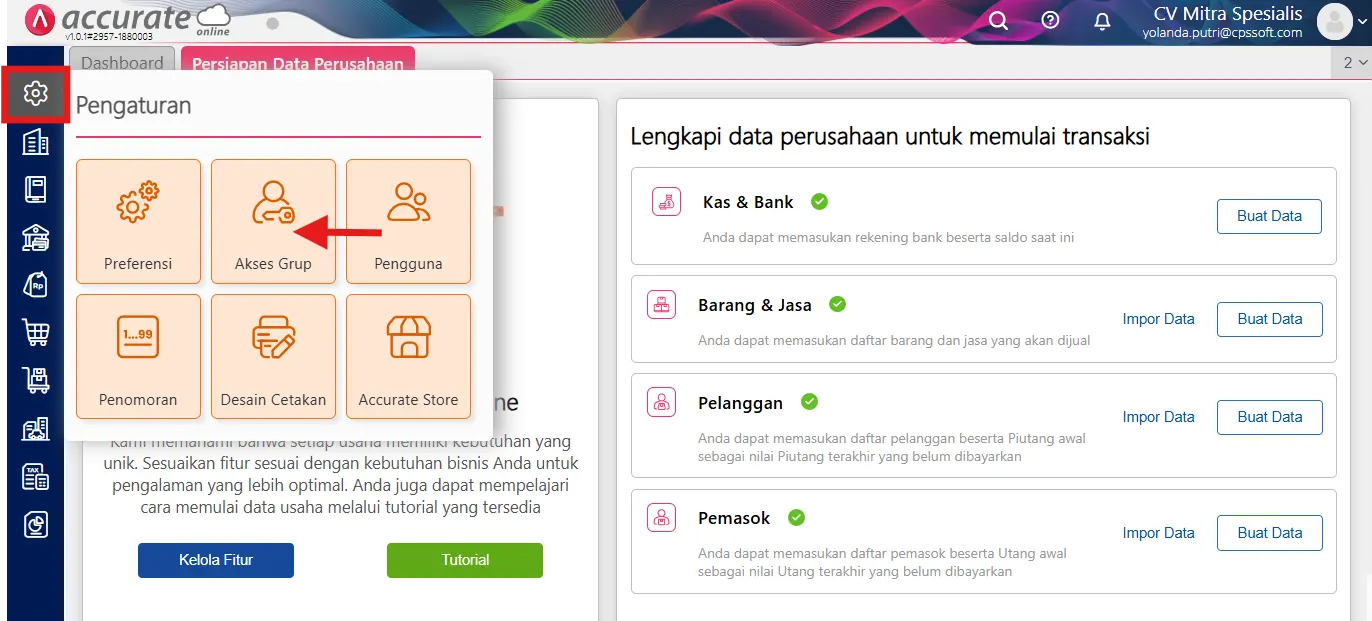 Cara mengatur hak akses pengguna