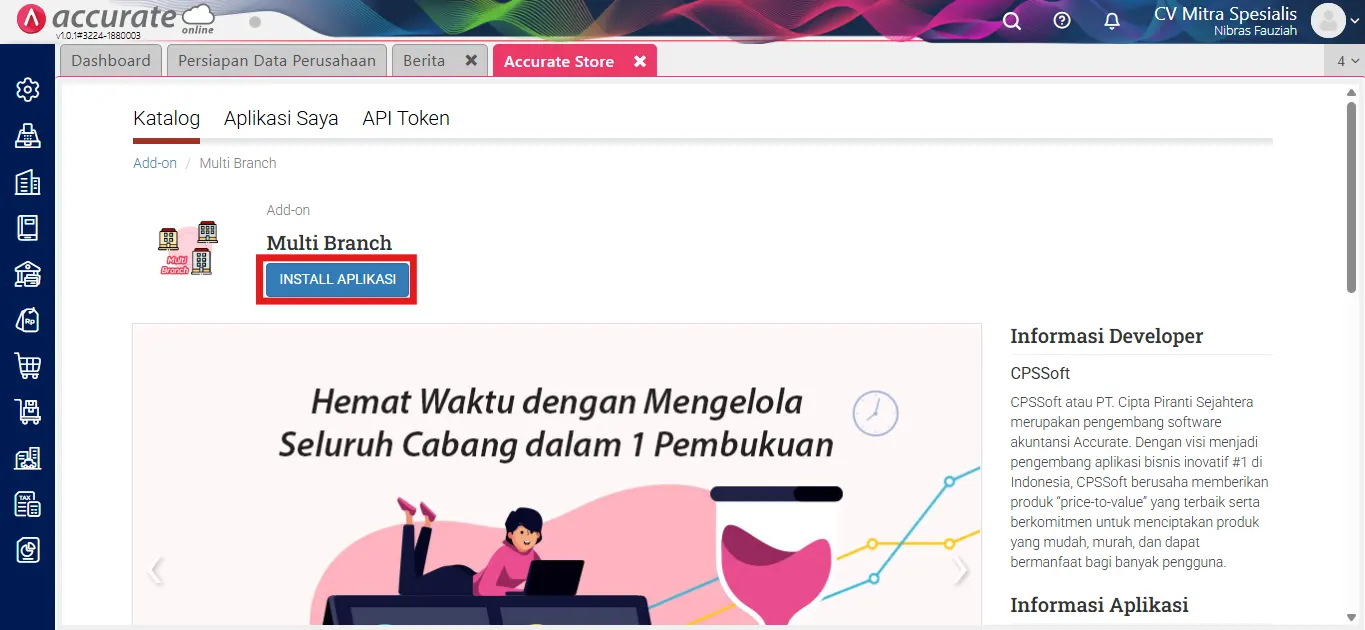 Install Fitur Cabang Accurate Online