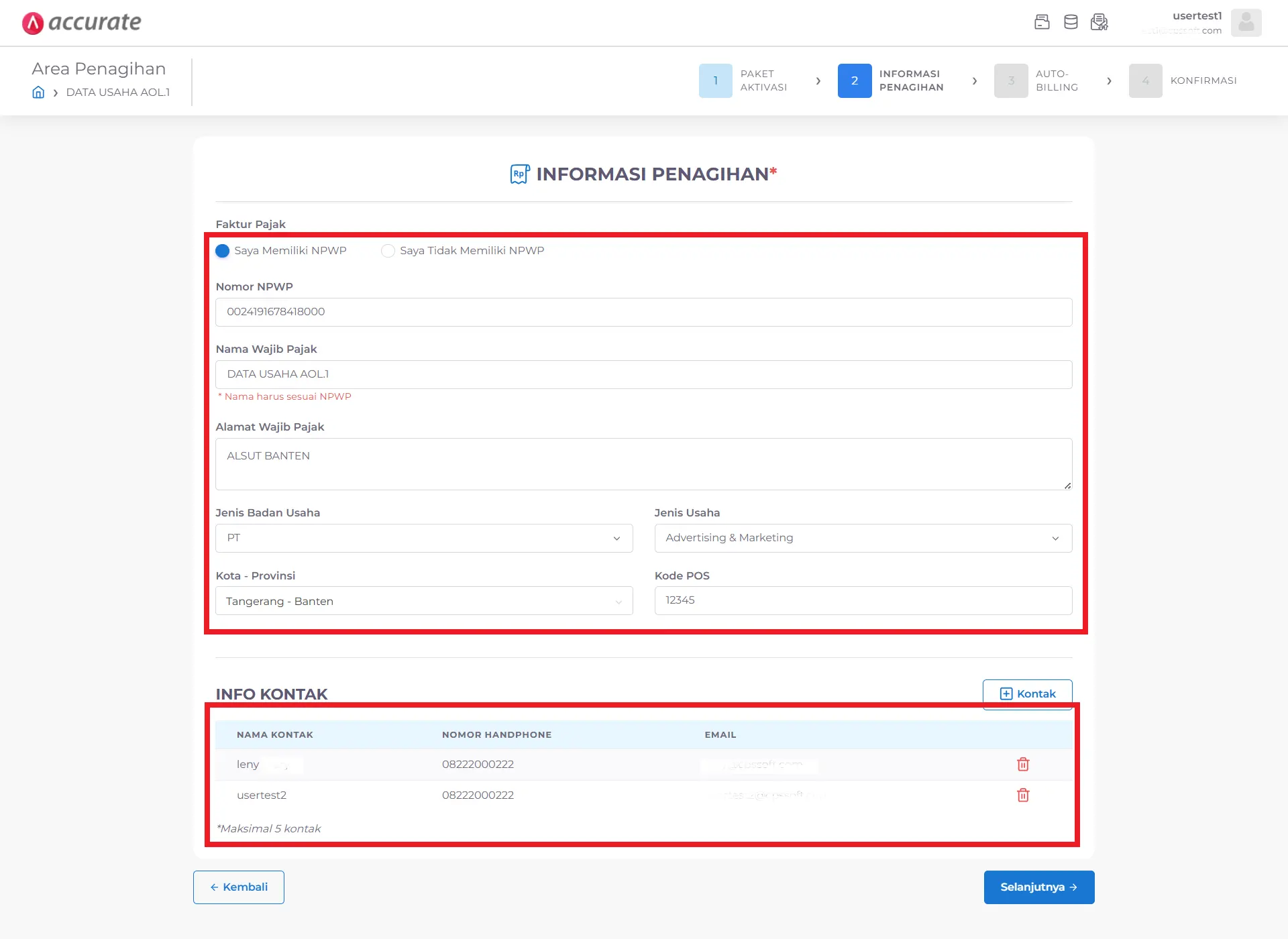 Memasukkan kode prepaid pada halaman aktivasi