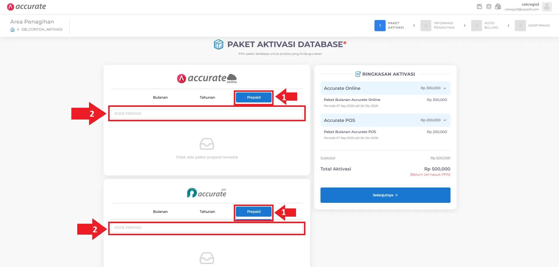 Aktivasi Accurate Online, Accurate POS, dan add-on sesuai kebutuhan bisnis
