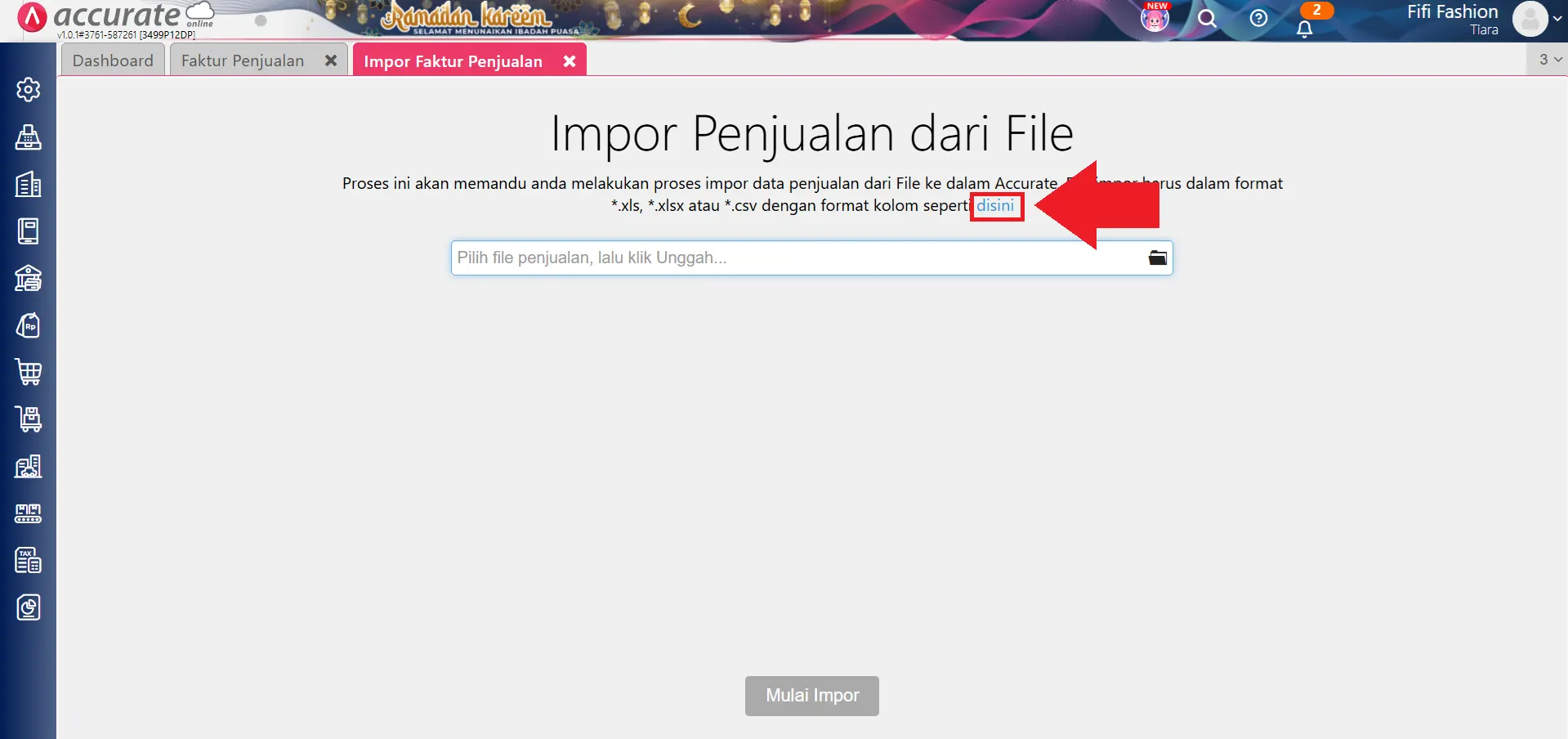 Unduh format kolom impor