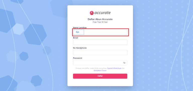 cara daftar Accurate Online