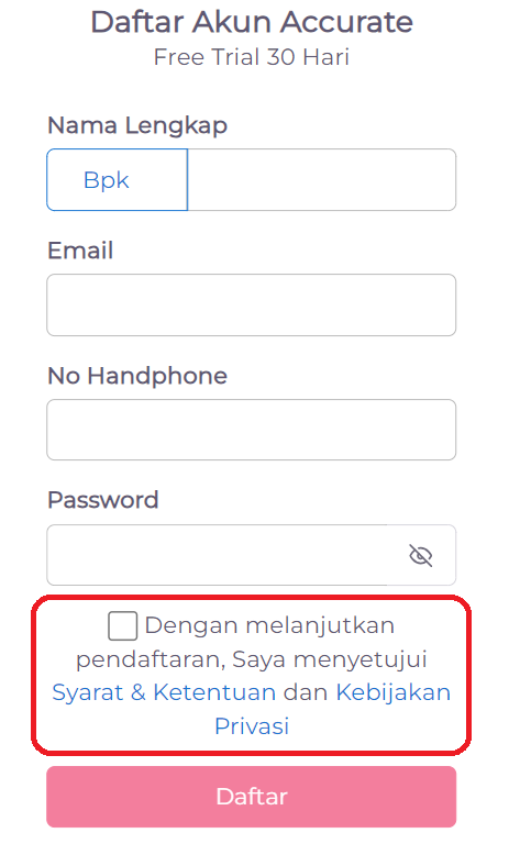 cara daftar Accurate Online